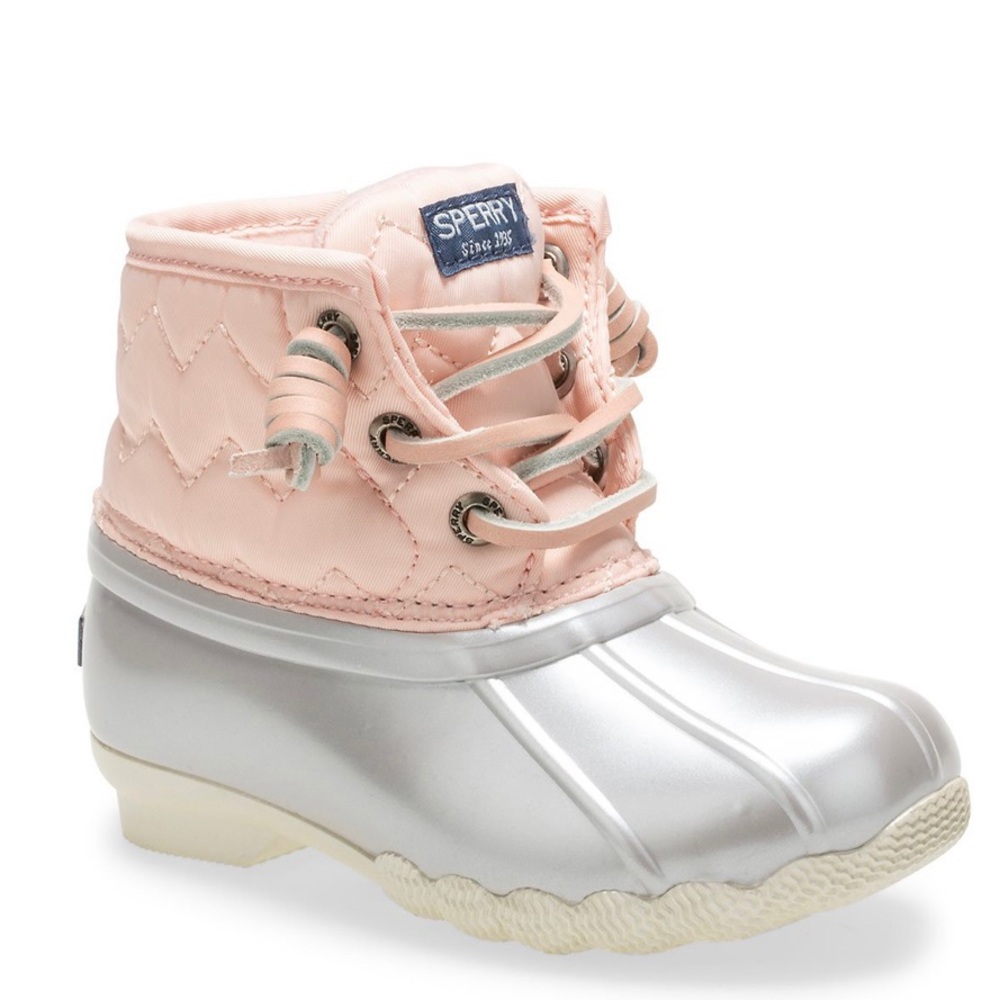 USED Sperry Pink Saltwater Toddler Girl Boot Sz 9M